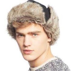 Urban Pipeline Gray Tweed Faux Fur Trapper Hat